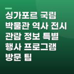 싱가포르 국립 박물관 역사 전시 관람 정보 특별 행사 프로그램 방문 팁