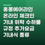홍콩에어라인 온라인 체크인 기내 위탁 수하물 규정 추가요금 기내식 종류