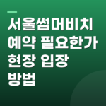 서울썸머비치 예약 필요한가 현장 입장 방법