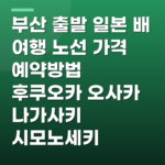 부산 출발 일본 배 여행 노선 가격 예약방법 후쿠오카 오사카 나가사키 시모노세키