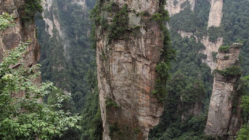 zhangjiajie, wulingyuan, quartz sandstone peak woodland landscape