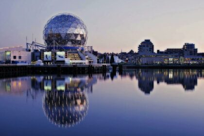 Grey Dome Building Beside Body of Water during Sunset