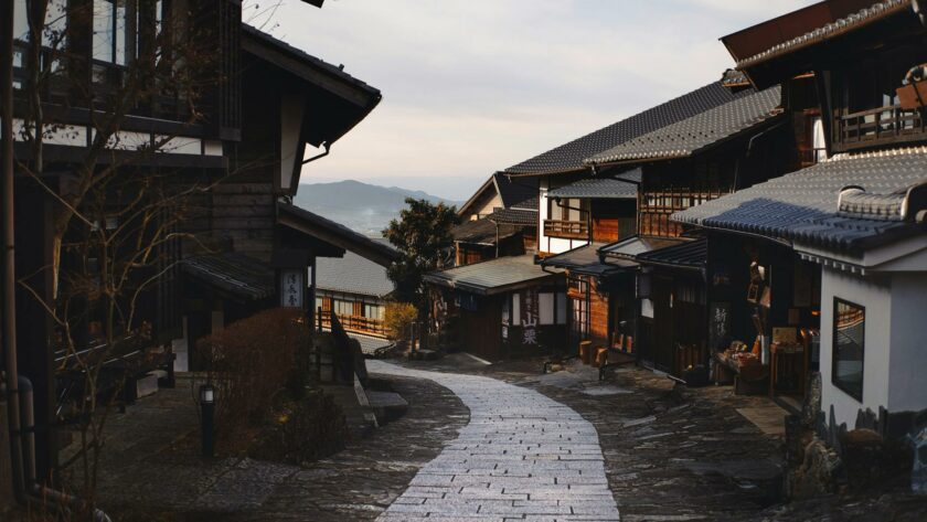 pathway between traditional houses