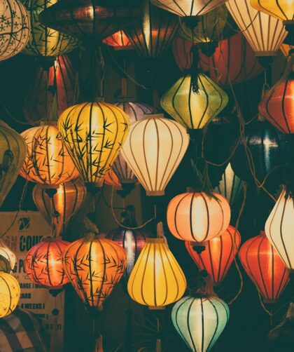 white and red paper lanterns