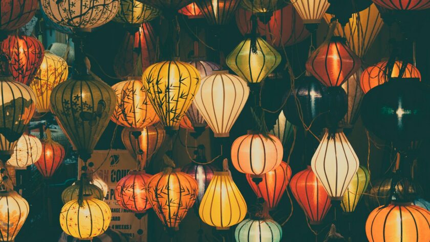 white and red paper lanterns