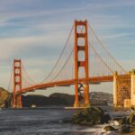 the golden gate bridge over looking the ocean