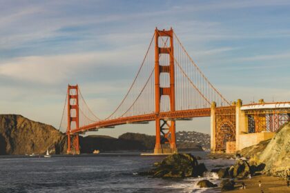 the golden gate bridge over looking the ocean