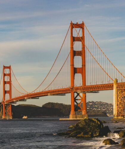 the golden gate bridge over looking the ocean