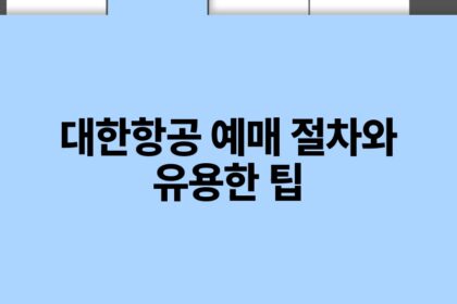 대한항공 예매 절차와 유용한 팁.jpg