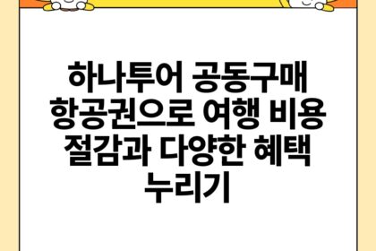 하나투어 공동구매 항공권으로 여행 비용 절감과 다양한 혜택 누리기.jpg